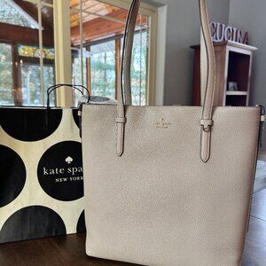 Kate Spade Juliette Leather Medium Light Sand Tote (KN188) Laptop Work School